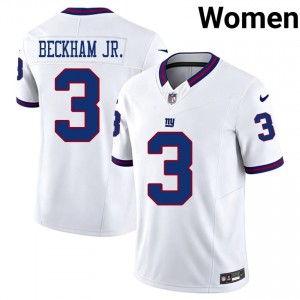 Odell Beckham Jr. Giants #3 Women Essential Football Stitch Throwback Jersey - White Edition 21602668