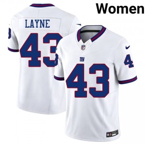 Raheem Layne NY Giants #43 Women Elite Thread Football Stitch Throwback Jersey - White Edition 60367401