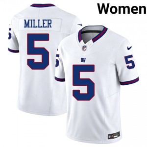 Ryan Miller New York Giants #5 Women Professional Football Embroidery Throwback Jersey - White Edition 47071789