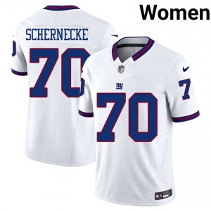 Ryan Schernecke NY Giants #70 Women NFL Football Stitch Throwback Jersey - White Edition 99851340