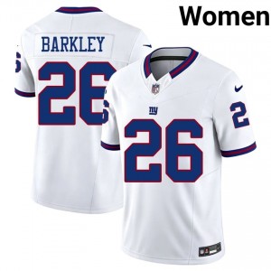 Saquon Barkley New York Giants #26 Women Pro Cut Football Embroidery Throwback Jersey - White Edition 82213741