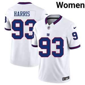Shelby Harris New York Giants #93 Women Iconic Football Embroidery Throwback Jersey - White Edition 74173535