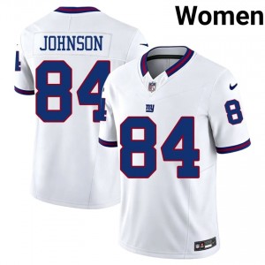Theo Johnson New York Giants #84 Women NFL Football Embroidery Throwback Jersey - White Edition 60826411