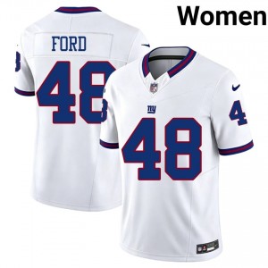 Trace Ford New York Giants #48 Women Classic Football Embroidery Throwback Jersey - White Edition 44691203