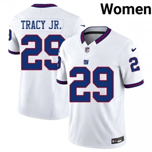Tyrone Tracy Jr. Giants #29 Women Iconic Football Stitch Throwback Jersey - White Edition 95541690
