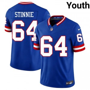 #64 Aaron Stinnie New York Giants Youth Moisture Wicking Football Stitched Jersey - Throwback Royal Edition 33010123