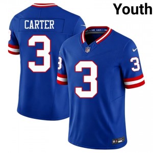 #3 Abdul Carter NYG Youth Professional Football Sewn Jersey - Throwback Royal Edition 55528712