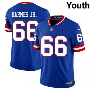 #66 Anquin Barnes Jr. NY Giants Youth Classic Football Stitch Jersey - Throwback Royal Edition 40521523