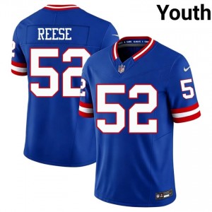 #52 Arvell Reese New York Giants Youth Premium Football Embroidery Jersey - Throwback Royal Edition 46368523