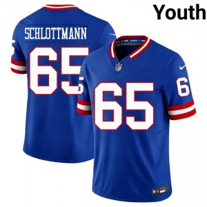 #65 Austin Schlottmann NYG Youth Classic Football Sewn Jersey - Throwback Royal Edition 50871751