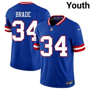 #34 Beau Brade NY Giants Youth Iconic Football Stitch Jersey - Throwback Royal Edition 59491309