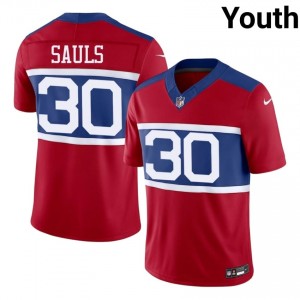 Ben Sauls NY Giants #30 Youth Elite Thread Football Stitched Jersey - Red Edition 16288024