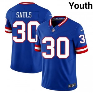 #30 Ben Sauls New York Giants Youth Exclusive Football Stitched Jersey - Throwback Royal Edition 68728210