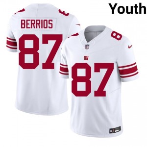 #87 Braxton Berrios NY Giants Youth Essential Football Stitched Jersey - White Edition 67754573