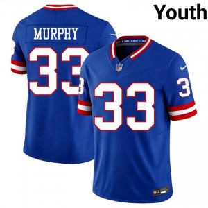#33 Caleb Murphy NYG Youth Licensed Football Sewn Jersey - Throwback Royal Edition 35582381