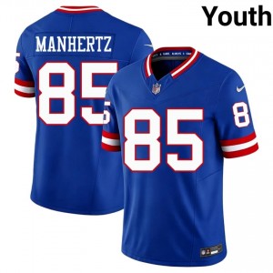 #85 Chris Manhertz NY Giants Youth Original Football Stitched Jersey - Throwback Royal Edition 39723290