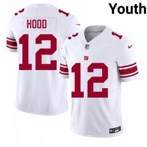 #12 Colton Hood New York Giants Youth Moisture Wicking Football Embroidery Jersey - White Edition 65247648