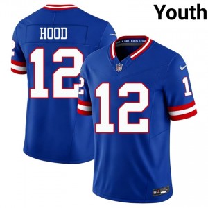 #12 Colton Hood NYG Youth Essential Football Sewn Jersey - Throwback Royal Edition 92223807