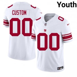 #00 Custom NY Giants Youth Limited Football Stitch Jersey - White Edition 54270269
