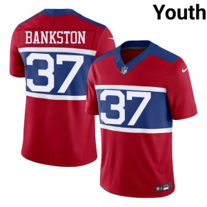 Damon Bankston NY Giants #37 Youth Exclusive Football Stitched Jersey - Red Edition 39333623