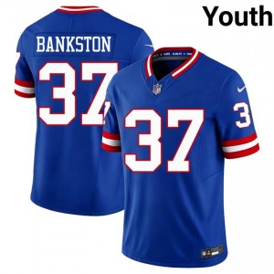 #37 Damon Bankston New York Giants Youth Durable Football Stitched Jersey - Throwback Royal Edition 41333741