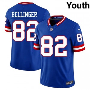 #82 Daniel Bellinger Giants Youth Durable Football Stitch Jersey - Throwback Royal Edition 68990173