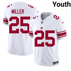 #25 Dante Miller NYG Youth Moisture Wicking Football Sewn Jersey - White Edition 64287529
