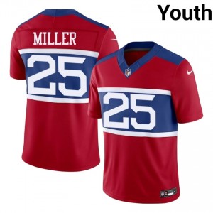 Dante Miller Giants #25 Youth Classic Football Stitch Jersey - Red Edition 22201222