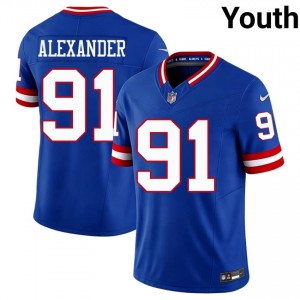 #91 Darius Alexander NY Giants Youth Limited Football Stitched Jersey - Throwback Royal Edition 87760083