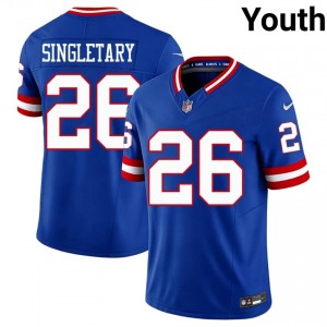 #26 Devin Singletary NY Giants Youth Authentic Football Stitched Jersey - Throwback Royal Edition 11877166