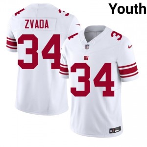 #34 Dominic Zvada NYG Youth Pro Cut Football Sewn Jersey - White Edition 27617331