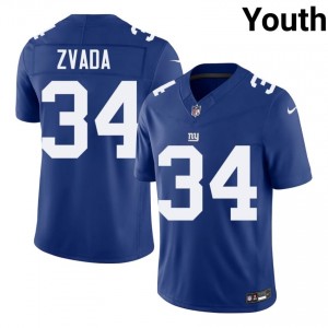 Dominic Zvada New York Giants #34 Youth Moisture Wicking Football Stitched Jersey - Royal Edition 21761896