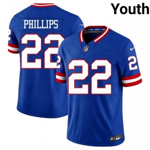 #22 Dru Phillips NYG Youth Pro Cut Football Sewn Jersey - Throwback Royal Edition 19690178
