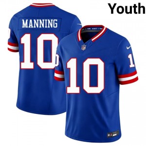 #10 Eli Manning NYG Youth Elite Thread Football Sewn Jersey - Throwback Royal Edition 56278765