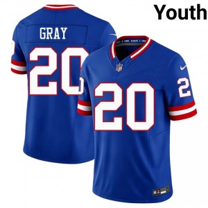 #20 Eric Gray Big Blue Youth Pro Cut Football Embroidery Jersey - Throwback Royal Edition 21226675