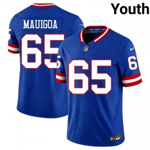 #65 Francis Mauigoa NYG Youth Limited Football Sewn Jersey - Throwback Royal Edition 58263118