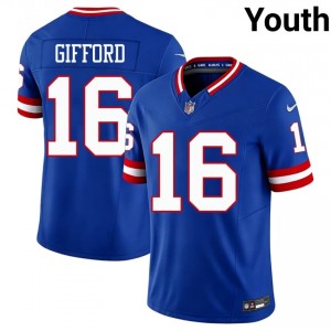 #16 Frank Gifford NY Giants Youth Moisture Wicking Football Stitched Jersey - Throwback Royal Edition 19696789