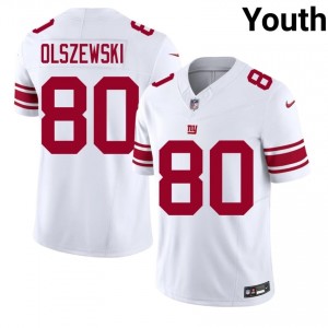 #80 Gunner Olszewski New York Giants Youth Professional Football Stitched Jersey - White Edition 52128514