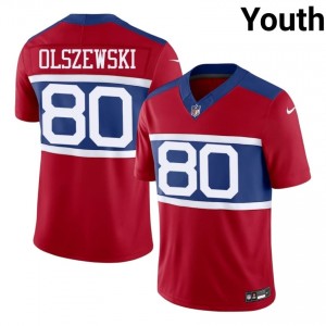 Gunner Olszewski Big Blue #80 Youth Elite Thread Football Embroidery Jersey - Red Edition 95221338