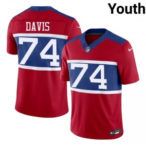 J.C. Davis NYG #74 Youth Classic Football Sewn Jersey - Red Edition 54772315
