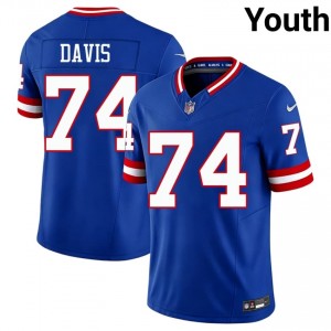 #74 J.C. Davis New York Giants Youth Essential Football Embroidery Jersey - Throwback Royal Edition 28101633