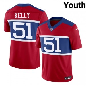 Jack Kelly New York Giants #51 Youth Moisture Wicking Football Embroidery Jersey - Red Edition 82544491