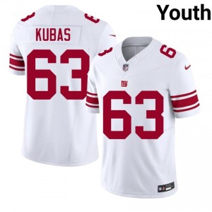 #63 Jake Kubas Giants Youth Classic Football Stitch Jersey - White Edition 28879253