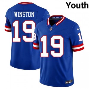 #19 Jameis Winston New York Giants Youth Essential Football Stitched Jersey - Throwback Royal Edition 84412326