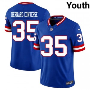 #35 Jarrick Bernard-Converse NYG Youth Authentic Football Sewn Jersey - Throwback Royal Edition 33448685