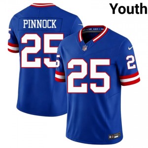 #25 Jason Pinnock New York Giants Youth Professional Football Stitched Jersey - Throwback Royal Edition 37860939