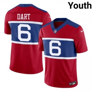 Jaxson Dart Giants #6 Youth Durable Football Stitch Jersey - Red Edition 68845098