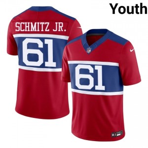 John Michael Schmitz Jr. NYG #61 Youth Gameday Football Sewn Jersey - Red Edition 30066856