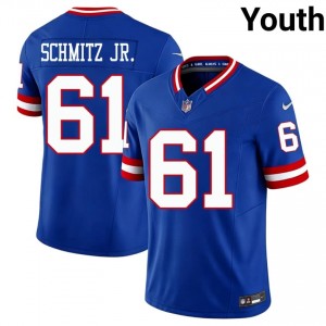 #61 John Michael Schmitz Jr. New York Giants Youth Elite Thread Football Embroidery Jersey - Throwback Royal Edition 12536337