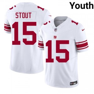 #15 Jordan Stout NYG Youth Licensed Football Sewn Jersey - White Edition 42736287
